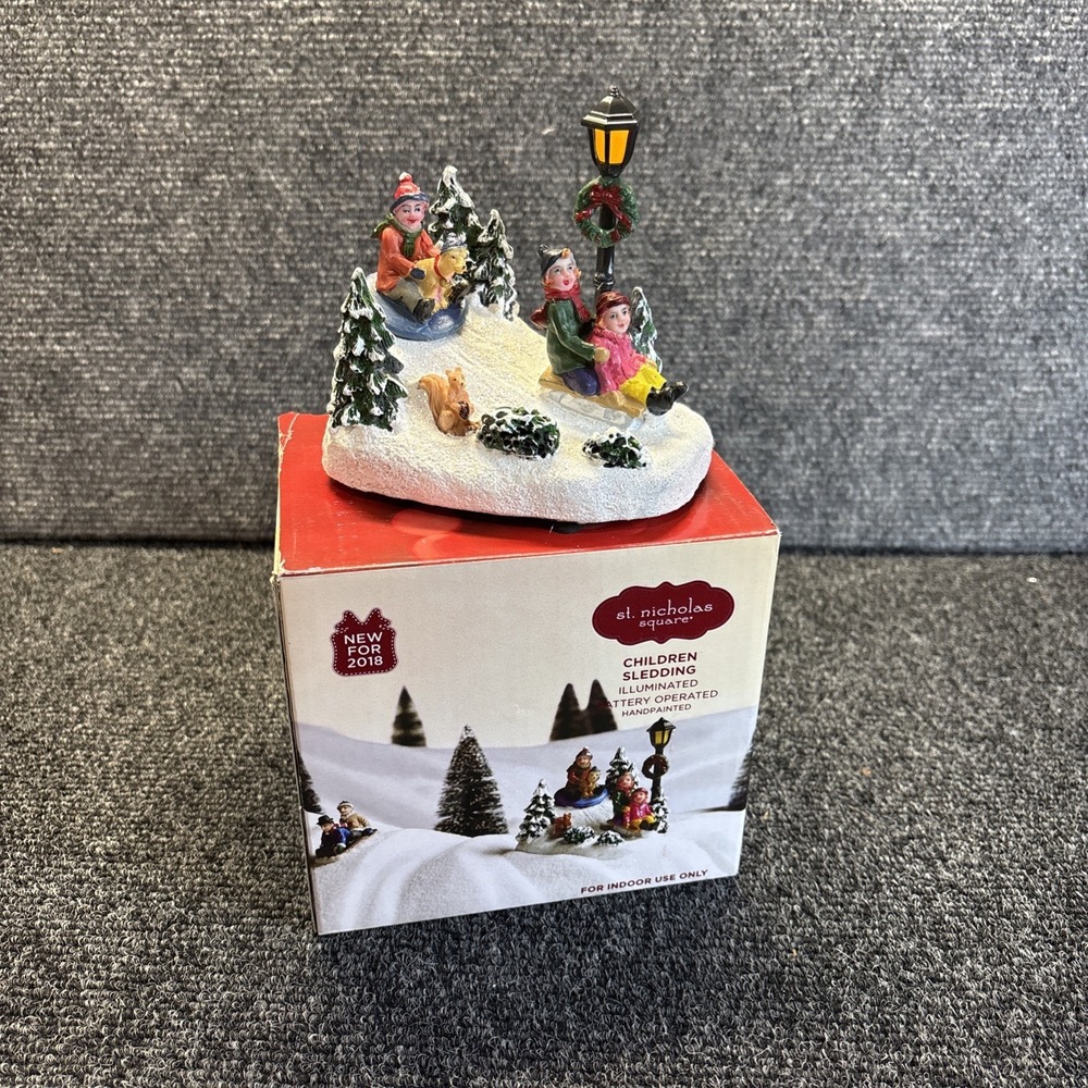 St. Nicholas Square~Children Sledding~IOB~Tested and Works Great!!
